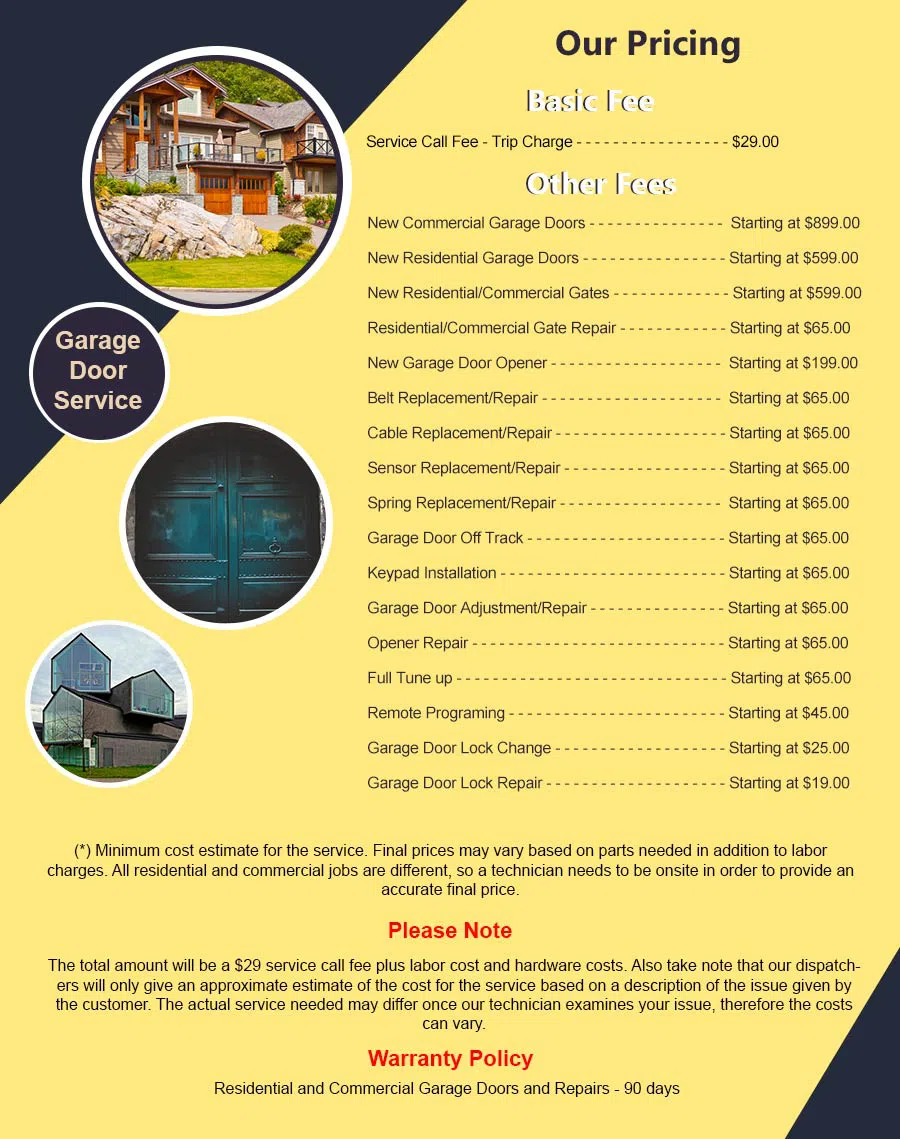 Elite Garage Door Service Phoenix, AZ 602-734-9563 - pricelist6